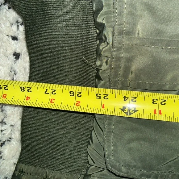 Vintage 90s Y2k Baby Phat Split Hood E Crop Fit Bomber Jacket green  Faux Fur 3X - Picture 7 of 9